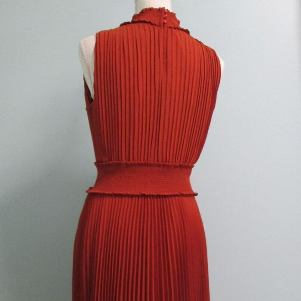Nanette Lapore Pleated Sleeveless Smock Neck & Waist Midi Dress-Sienna-10-EUC - Picture 2 of 16